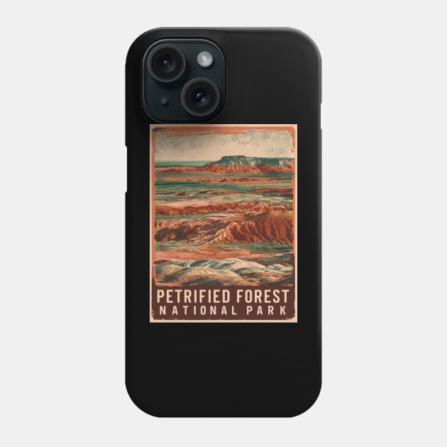 Petrified Forest National Park Landscape Retro Poster Phone Case by Perspektiva