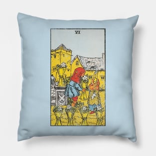 Six of cups tarot card (distressed) Pillow