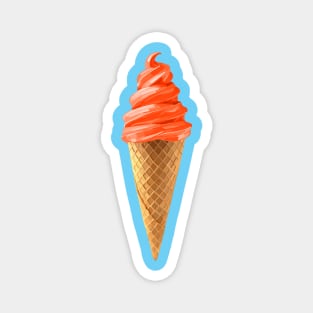 Orange Sherbet Soft Serve Ice Cream Cone Magnet