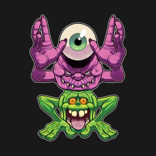 Bug eyed ghost and Slimer T-Shirt