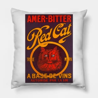 Red Cat Amer-Bitter - Vintage French Advertising Poster Pillow