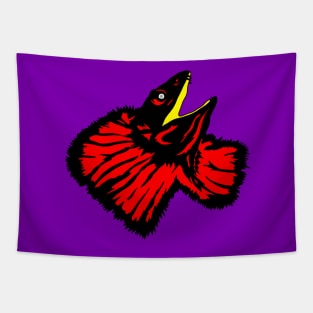 Stylized Neon Red Frilled-neck Lizard Tapestry