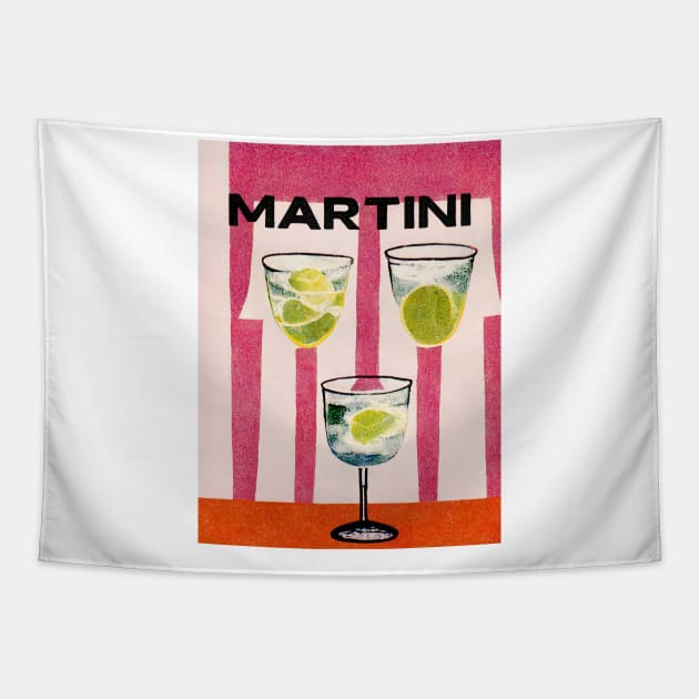 Martini Cocktail Retro Poster 1990s Stripes Bar Prints, Vintage Drinks, Recipe, Wall Art Tapestry by BetterManufaktur