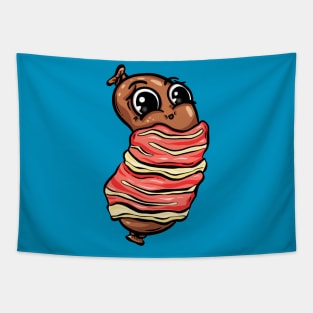 Pig in Blanket Bacon Sausage Cartoon Character Tapestry