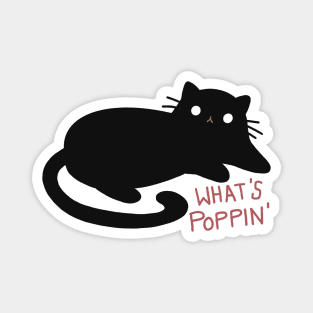 Black Cat “What’s Poppin“ Design | Cat Lover Gifts | Kawaii Handmade Illustration | By Atelier Serakara Magnet