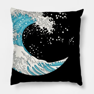 Great Wave of Kanagawa at Night Pillow