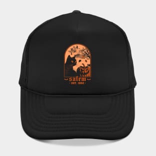 Salem 1692 - Black Cat Pumpkin - Retro Vintage Halloween Hat