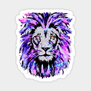 Pink Lion Artwork - Purple Lion - Wildlife - Big Cat Magnet