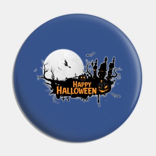 Halloween Witch Full Moon Pumpkin Scary Pin