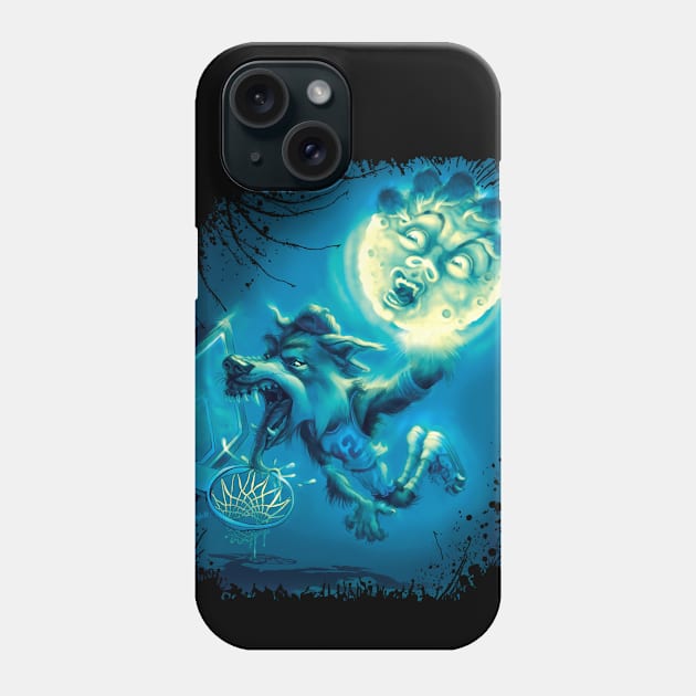 Teenaged Wolf Boy Slam Dunking Moon Phone Case by Mudge