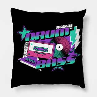 DRUM AND BASS  - 90s Steez (purple/aqua blue) Pillow