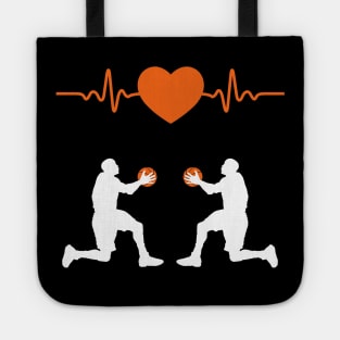 Funny Basketball Heartbeat Shirt For Basketball Player Tote