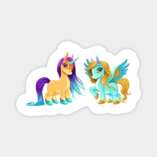 Baby unicorn and pegasus with cute eyes. Magnet