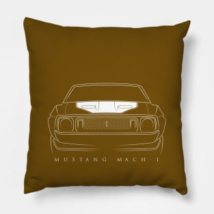 1973 Ford Mustang Mach 1 - front stencil, white Pillow