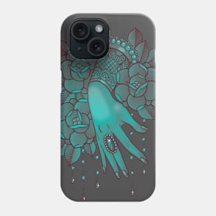 Teal Hand and Roses Phone Case