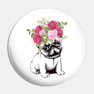 Hippie Dog mom , Flower head dog Pin
