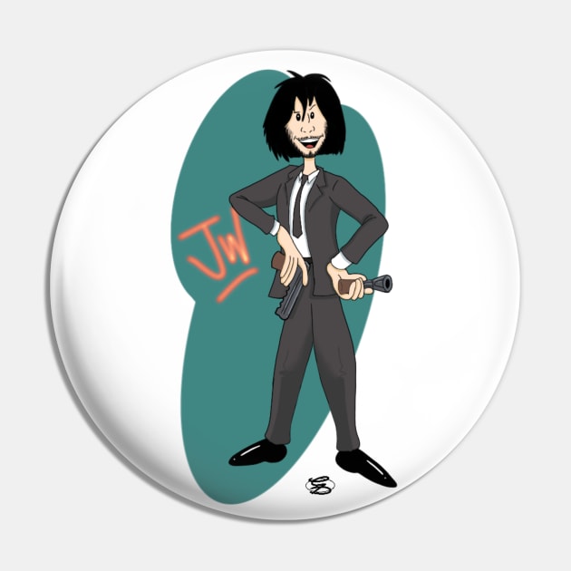 John Wick Cartoon Pin by GarryDeanArt