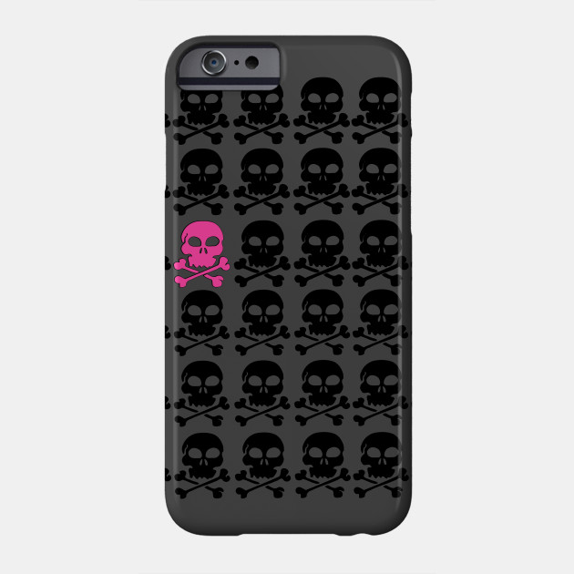 Black Skulls With One Pink Skull Skulls Phone Case Teepublic