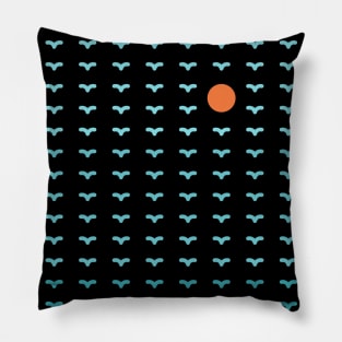 Sunset in The Sea of Birds Pillow