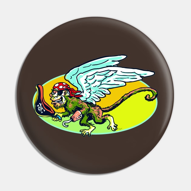 Flying Monkey Pirate Pin by Mudge