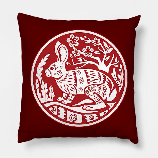 Chinese Zodiac - Rabbit Pillow by Peppermint Narwhal