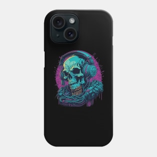 colorful skull with headphones Phone Case