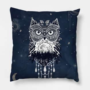 The celtic owl with rocks and trees Pillow