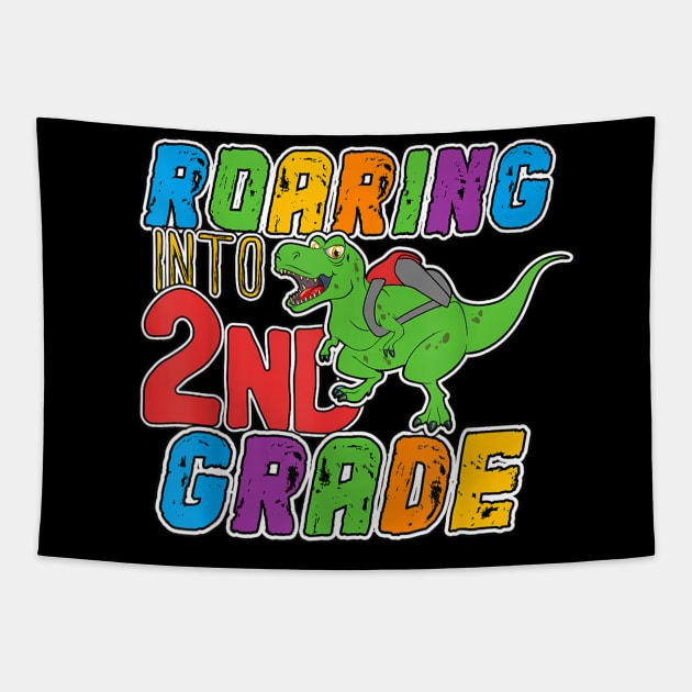 2nd Grade Dinosaur T Rex Back to School T Shirt for Boys Tapestry by FONSbually