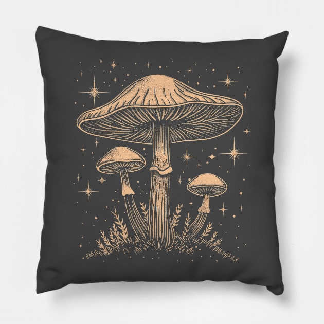 Spore Symphony Mushroom Pillow by FanFreak