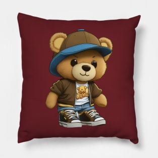 Brown Hip Hop Teddy Bear Pillow