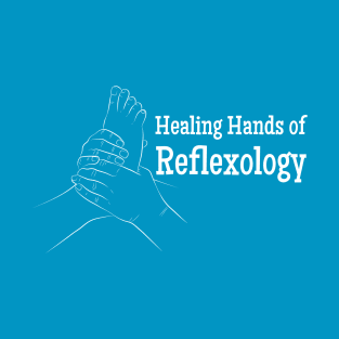 Healing Hands of Reflexology (white text) (foot reflexology) T-Shirt