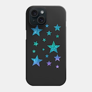 Blue Green Ombre Faux Glitter Stars Phone Case