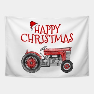 Vintage Tractor Christmas Farmer Farming Tapestry