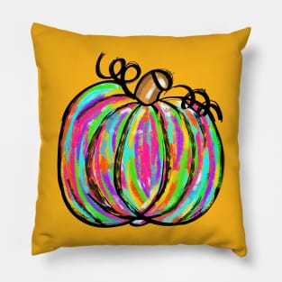 Bright Colorful Multi color Pumpkin Pillow