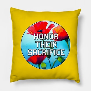 Honor Their Sacrifice Memorial with Red Poppy Flowers Pocket Version (MD23Mrl006d) Pillow
