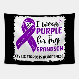 I Wear Purple For My Grandson Cystic Fibrosis Awareness Tapestry