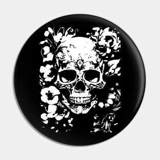 gothic skull with roses Pin