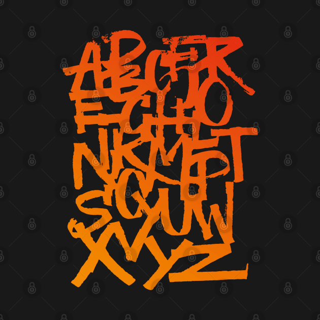 Calligraphy alphabet in a orange and red gradient by Sgrel-art