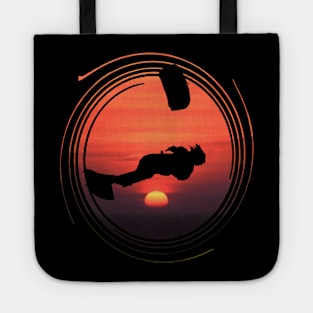 Lets Fly A Kite Black Silhouette Freestyle Kitesurf Sunset Tote