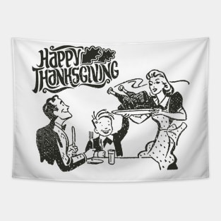 Happy Retro Thanksgiving Tapestry