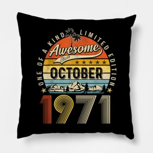 Awesome Since October 1971 Vintage 52nd Birthday Pillow