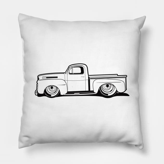 1950 Ford Truck BW Pillow by RBDesigns