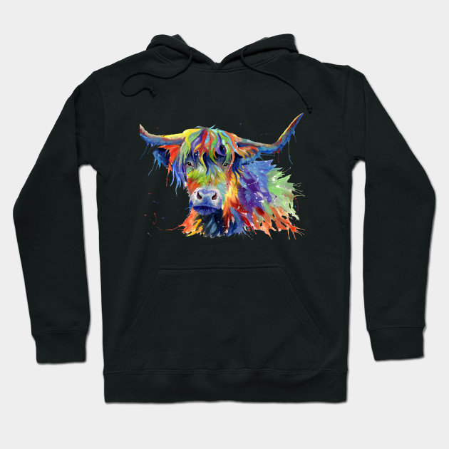 Multicolor Highland Cow Art Highland Cow Art Hoodie Teepublic