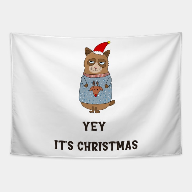 Yey its christmas, sarcastic christmas quote Tapestry by Rady