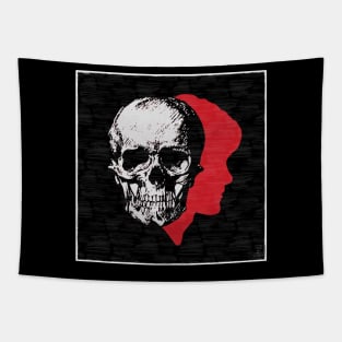 Will Graham Blood Red Profile with Gray Skull Superimposed Tapestry