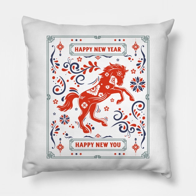 Horse Horses Chinese New Year Year of The Horse Pillow by Tip Top Tee's