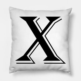 Black letter X in vintage style Pillow