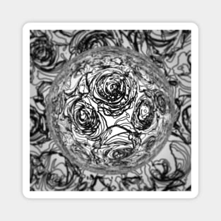 Black Goth Rose Floral Print Magnet