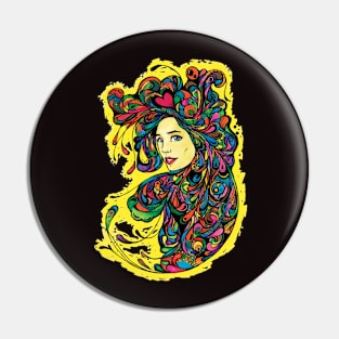 Doodle Girl Rainbow Pin