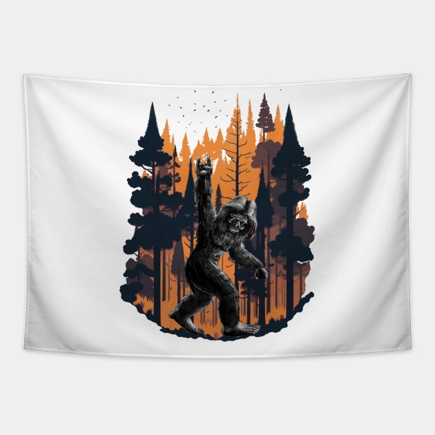 Forest Swagger: Bigfoot's Cool Camouflage Tapestry by star trek fanart and more